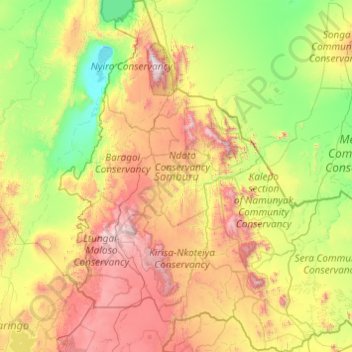 Mappa topografica Samburu, altitudine, rilievo