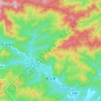 Mappa topografica 陈汉乡, altitudine, rilievo