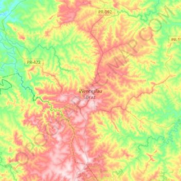 Mappa topografica Wenceslau Braz, altitudine, rilievo