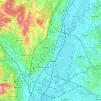 Mappa topografica 71000, altitudine, rilievo