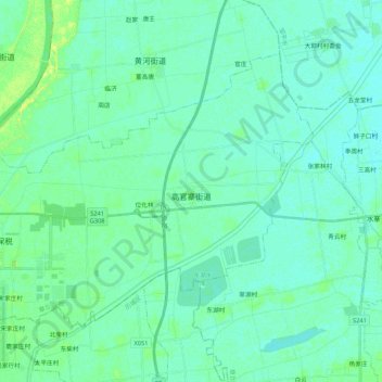Mappa topografica 高官寨街道, altitudine, rilievo