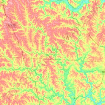 Mappa topografica Middle Branch Shade River, altitudine, rilievo