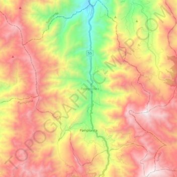 Mappa topografica Pamplonita, altitudine, rilievo