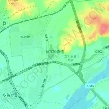 Mappa topografica 马官桥街道, altitudine, rilievo