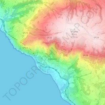 Mappa topografica Joppolo, altitudine, rilievo