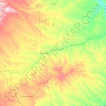 Mappa topografica Musselshell County, altitudine, rilievo
