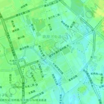 Mappa topografica 跳蹬河街道, altitudine, rilievo