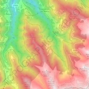 Mappa topografica Albaredo per San Marco, altitudine, rilievo