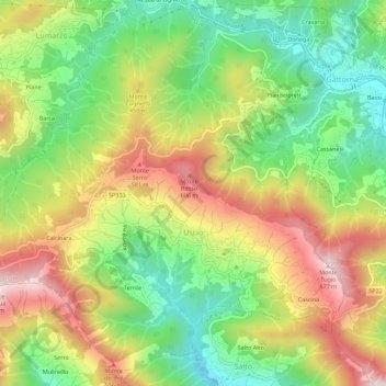 Mappa topografica Uscio, altitudine, rilievo