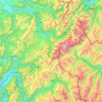 Mappa topografica Massif du Mont-Blanc, altitudine, rilievo