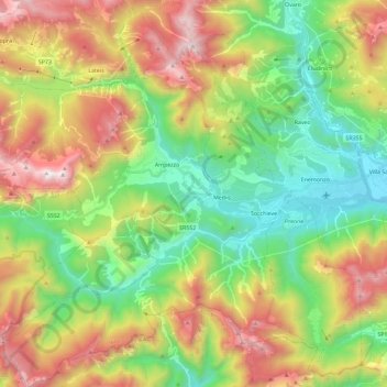 Mappa topografica Socchieve, altitudine, rilievo