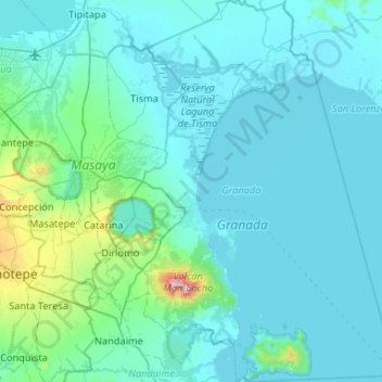 Mappa topografica Granada, altitudine, rilievo