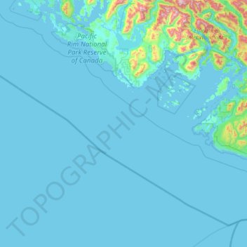 Mappa topografica Pacific Rim National Park Reserve of Canada, altitudine, rilievo