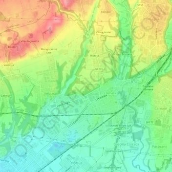 Mappa topografica Usmate Velate, altitudine, rilievo