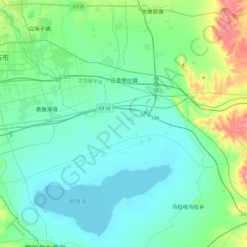 Mappa topografica 巴音塔拉镇, altitudine, rilievo