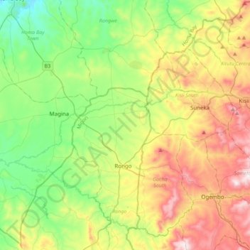Mappa topografica Riana, altitudine, rilievo