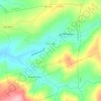 Mappa topografica Meruge, altitudine, rilievo