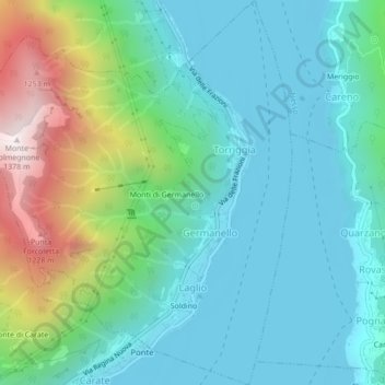 Mappa topografica Laglio, altitudine, rilievo