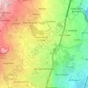 Mappa topografica Aci Sant'Antonio, altitudine, rilievo