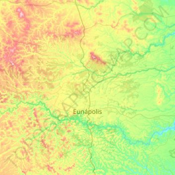Mappa topografica Eunápolis, altitudine, rilievo
