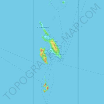 Mappa topografica Phi Phi Islands, altitudine, rilievo