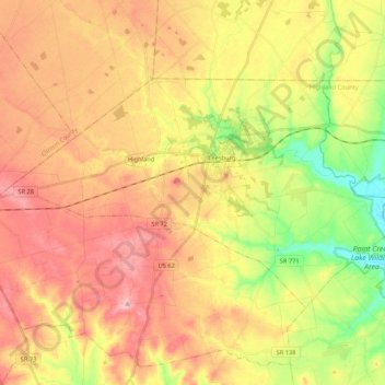 Mappa topografica Fairfield Township, altitudine, rilievo