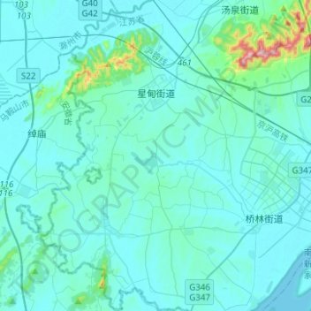 Mappa topografica 星甸街道, altitudine, rilievo