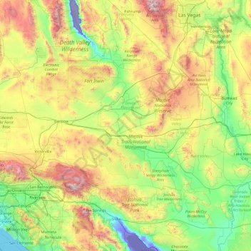 Mappa topografica San Bernardino County, altitudine, rilievo
