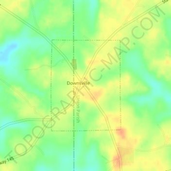 Mappa topografica Downsville, altitudine, rilievo