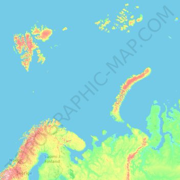 Mappa topografica Архангельская область, altitudine, rilievo