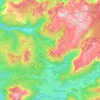 Mappa topografica Altaussee, altitudine, rilievo