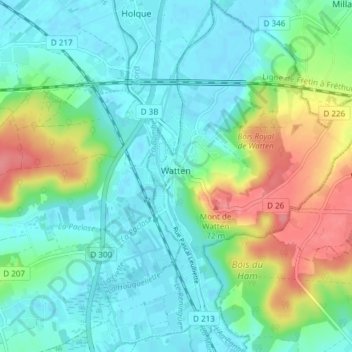 Mappa topografica Watten, altitudine, rilievo