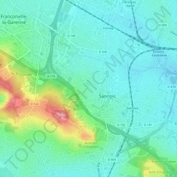 Mappa topografica 95110, altitudine, rilievo