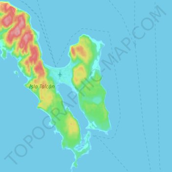 Mappa topografica Isla Talcán, altitudine, rilievo