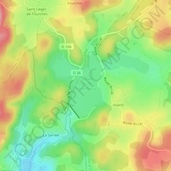 Mappa topografica Lac de Chamboux, altitudine, rilievo