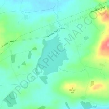 Mappa topografica Lochrutton Loch, altitudine, rilievo