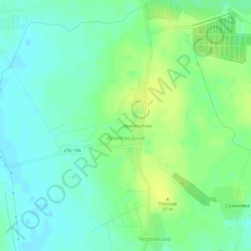 Mappa topografica Авангардное, altitudine, rilievo