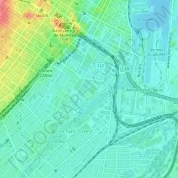 Mappa topografica Griffintown, altitudine, rilievo