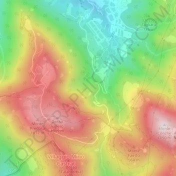 Mappa topografica Val Cava, altitudine, rilievo