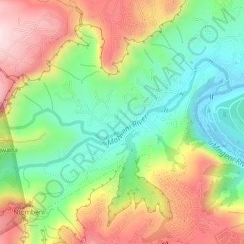 Mappa topografica Molweni River, altitudine, rilievo