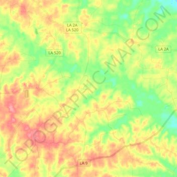 Mappa topografica Kisatchie National Forest, altitudine, rilievo