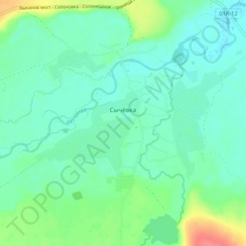 Mappa topografica Сычёвка, altitudine, rilievo
