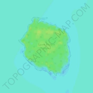 Mappa topografica Saint Martin Island, altitudine, rilievo