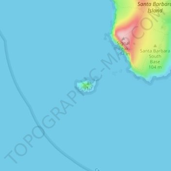 Mappa topografica Sutil Island, altitudine, rilievo