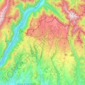 Mappa topografica Monti Lessini, altitudine, rilievo