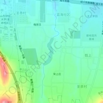 Mappa topografica 梅家水库, altitudine, rilievo