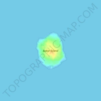 Mappa topografica Baker Island, altitudine, rilievo