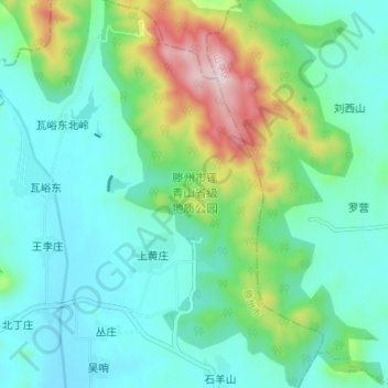 Mappa topografica 滕州市莲青山省级地质公园, altitudine, rilievo