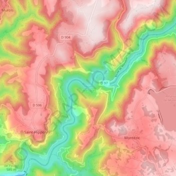 Mappa topografica Lac de Couesques, altitudine, rilievo
