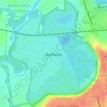 Mappa topografica Banhado, altitudine, rilievo